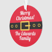 サンタおもしろいクロースのお腹の漫画のクリスマス写真 オーナメント (正面)