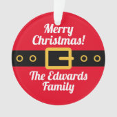サンタおもしろいクロースのお腹の漫画のクリスマス写真 オーナメント (正面)