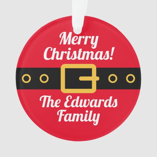 サンタおもしろいクロースのお腹の漫画のクリスマス写真 オーナメント (正面)