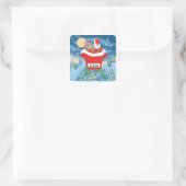 サンタおもしろいクロースのクリスマスユーモア私の飛んでいる様子 スクエアシール (バッグ)