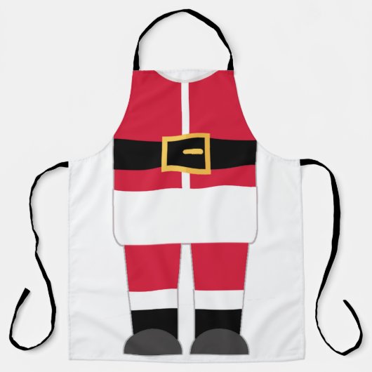 サンタおもしろいクロースのクリス赤と白マス エプロン (正面)