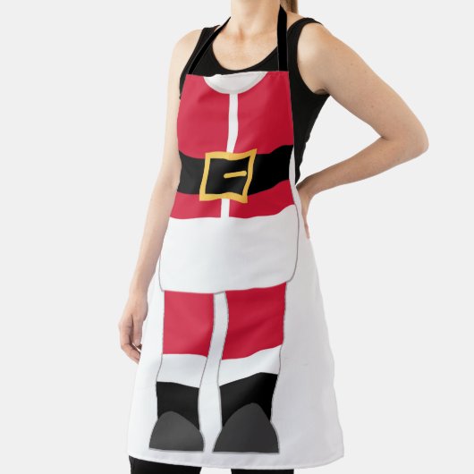 サンタおもしろいクロースのクリス赤と白マス エプロン (インサイチュ)