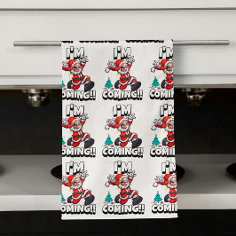 サンタおもしろいクロースのパタユーモアのあるーン キッチンタオル