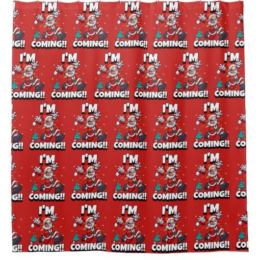 サンタおもしろいクロースのパタユーモアのあるーン シャワーカーテン (正面)