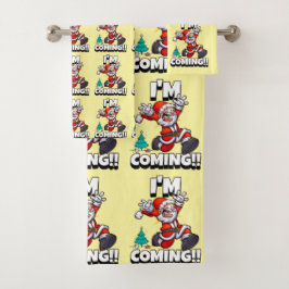 サンタおもしろいクロースのパタユーモアのあるーン バスタオルセット