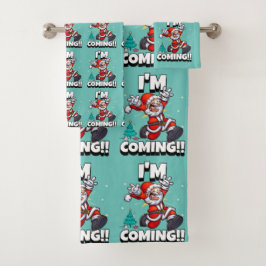 サンタおもしろいクロースのパタユーモアのあるーン バスタオルセット