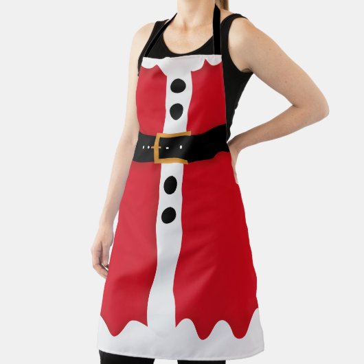 サンタおもしろいクロースは赤い黒い冬のクリスマスに似合う エプロン (インサイチュ)