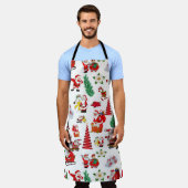 サンタおもしろいクロースイラストレーション エプロン (着用した状態)