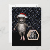 サンタおもしろいクロースキャットシルバーマウ シーズンポストカード (正面/裏面)