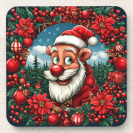 サンタおもしろいクロースリースとオーナメント コースター