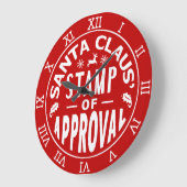 サンタおもしろいクロース承認のクリスマススタンプ ラージ壁時計 (傾斜)