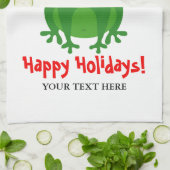 サンタおもしろいクロース蛙の漫画カスタム キッチンタオル (折り畳み)