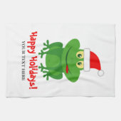 サンタおもしろいクロース蛙の漫画カスタム キッチンタオル (横)