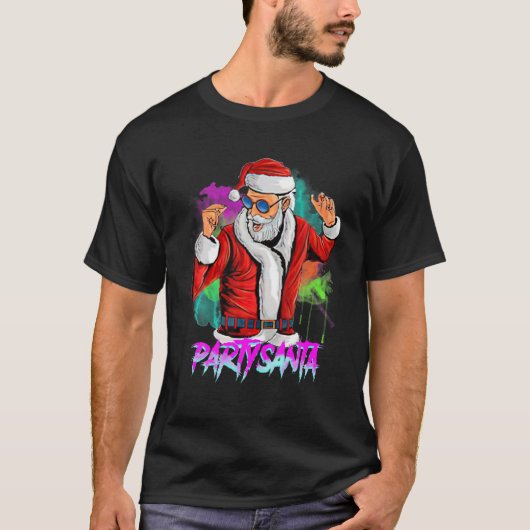 サンタおもしろいクロース衣服グラスダンスクリスマス Tシャツ (正面)