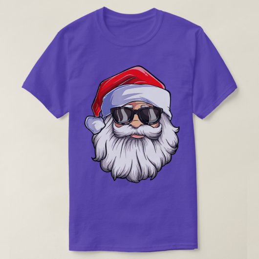 サンタおもしろいクロース顔サングラス帽子ひげC Tシャツ (デザイン正面)