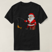 サンタおもしろいクロース魚釣りクリスマスフィッシュパンスクリスマス Tシャツ (デザイン正面)