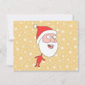 サンタおもしろいクロース、金ゴールドの色の星パターン。 招待状 (裏面)