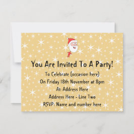サンタおもしろいクロース、金ゴールドの色の星パターン。 招待状
