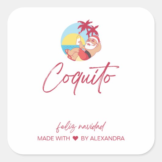 サンタおもしろいコキト食品・飲料ラベルセット スクエアシール (正面)