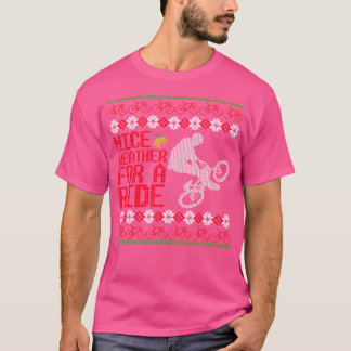 サンタおもしろいサイクリスト醜いクリスマスBmx Rid Tシャツ