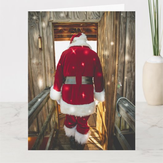 サンタおもしろいサンタのバッククリスマスカード カード (正面)