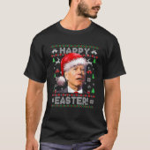 サンタおもしろいジョーバイデン氏ハッピーイースター醜いクリスマス Tシャツ (正面)