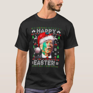 サンタおもしろいジョーバイデン氏ハッピーイースター醜いクリスマス Tシャツ