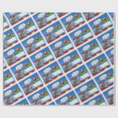 サンタおもしろいスゾウの漫画 ラッピングペーパー (フラット)