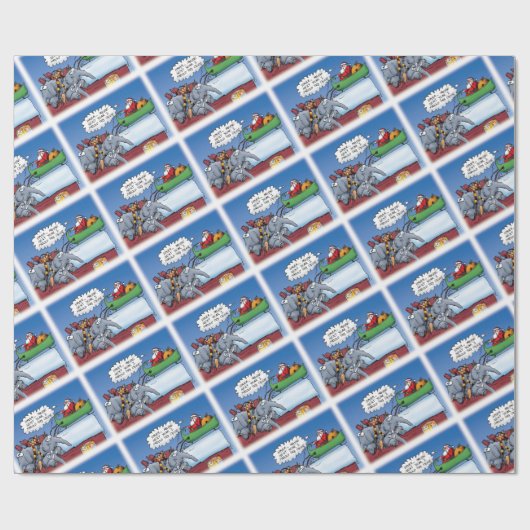 サンタおもしろいスゾウの漫画 ラッピングペーパー (フラット)