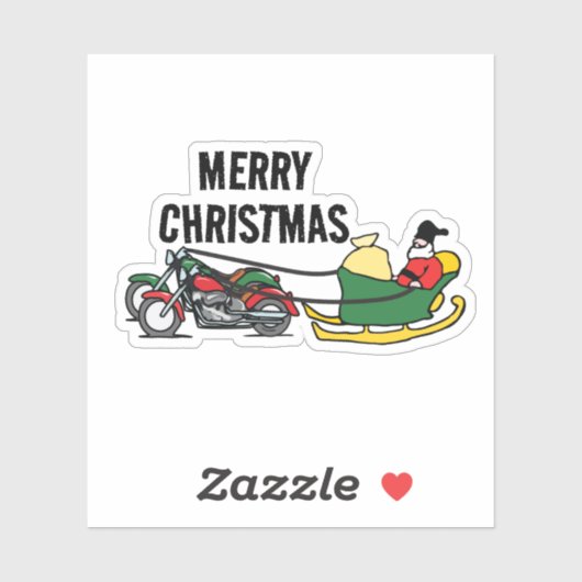 サンタおもしろいスリーを引くバイクのクリスマス シール (シート)