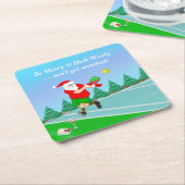 サンタおもしろいス遊ピックボールメリークリスマス スクエアペーパーコースター (アングル)