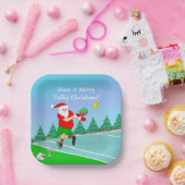 サンタおもしろいス遊ピックボールメリークリスマス ペーパープレート (パーティー)