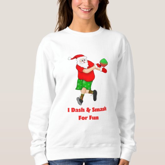 サンタおもしろいス遊ピックボールIダッシュ&スマッシュおもしろい スウェットシャツ (正面)