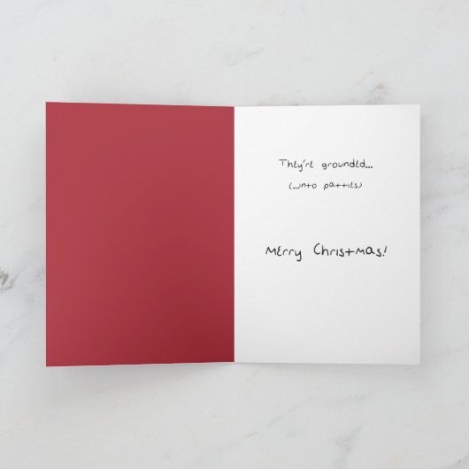 サンタおもしろいズトナカイのホリデーキャットカード シーズンカード (内部)