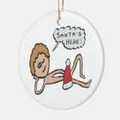 サンタおもしろいズ・ヒアクリスマスユーモア セラミックオーナメント (左)