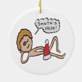 サンタおもしろいズ・ヒアクリスマスユーモア セラミックオーナメント (裏面)