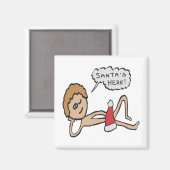 サンタおもしろいズ・ヒアクリスマスユーモア マグネット (正面/裏面)