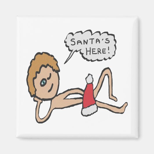 サンタおもしろいズ・ヒアクリスマスユーモア マグネット (正面)