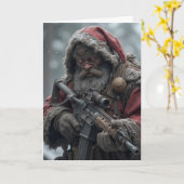 サンタおもしろいセカンド補正カスタムクリスマス カード (黄色い花)