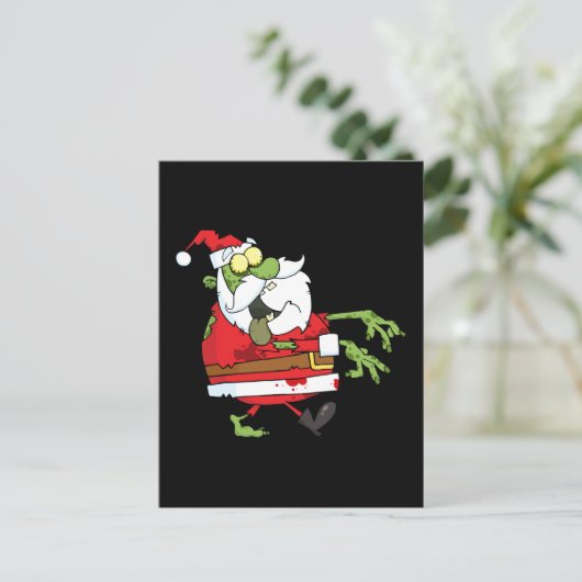 サンタおもしろいゾンビデコギフトパーソナライズされたクリスマス シーズンポストカード (スタンド正面)