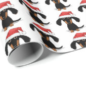 サンタおもしろいダックスシャントかわいいウィーナードッグクリスマス ラッピングペーパー (ロールコーナー)