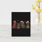 サンタおもしろいダッシュントのクリスマスダッシュント犬の愛 カード (黄色い花)