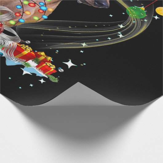 サンタおもしろいダッシュンドトナディアライトクリスマス ラッピングペーパー (角)