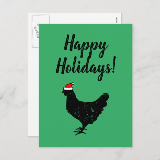 サンタおもしろいチキンクリスマスホリデーポストカード シーズンポストカード (正面/裏面)