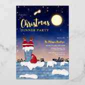 サンタおもしろいチムクリスマスパーティーイラストレーション 箔シーズンカード (正面)