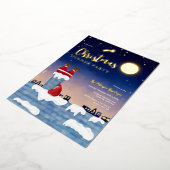 サンタおもしろいチムクリスマスパーティーイラストレーション 箔シーズンカード (回転した状態)