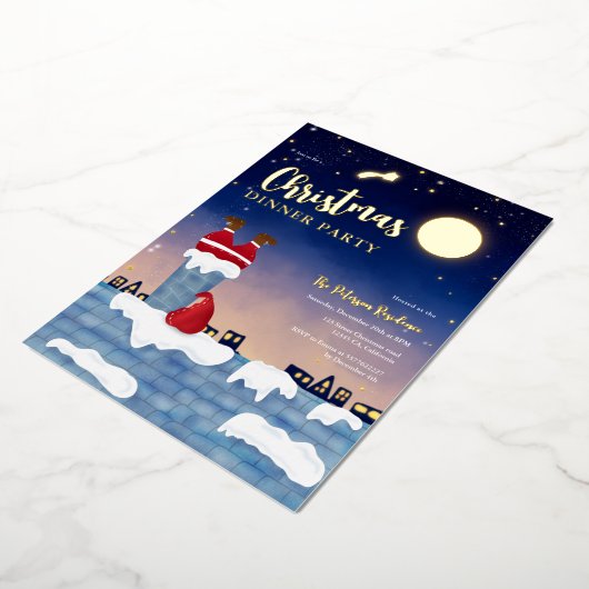 サンタおもしろいチムクリスマスパーティーイラストレーション 箔シーズンカード (回転した状態)