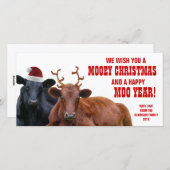 サンタおもしろいトナカイ牛クリスマスビーフファーム シーズンカード (正面/裏面)