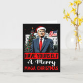 サンタおもしろいトランプはクリスマス楽しい気分だ カード (黄色い花)