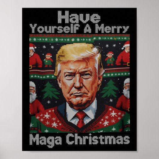サンタおもしろいトランプはクリスマス楽しい気分だ ポスター (正面)